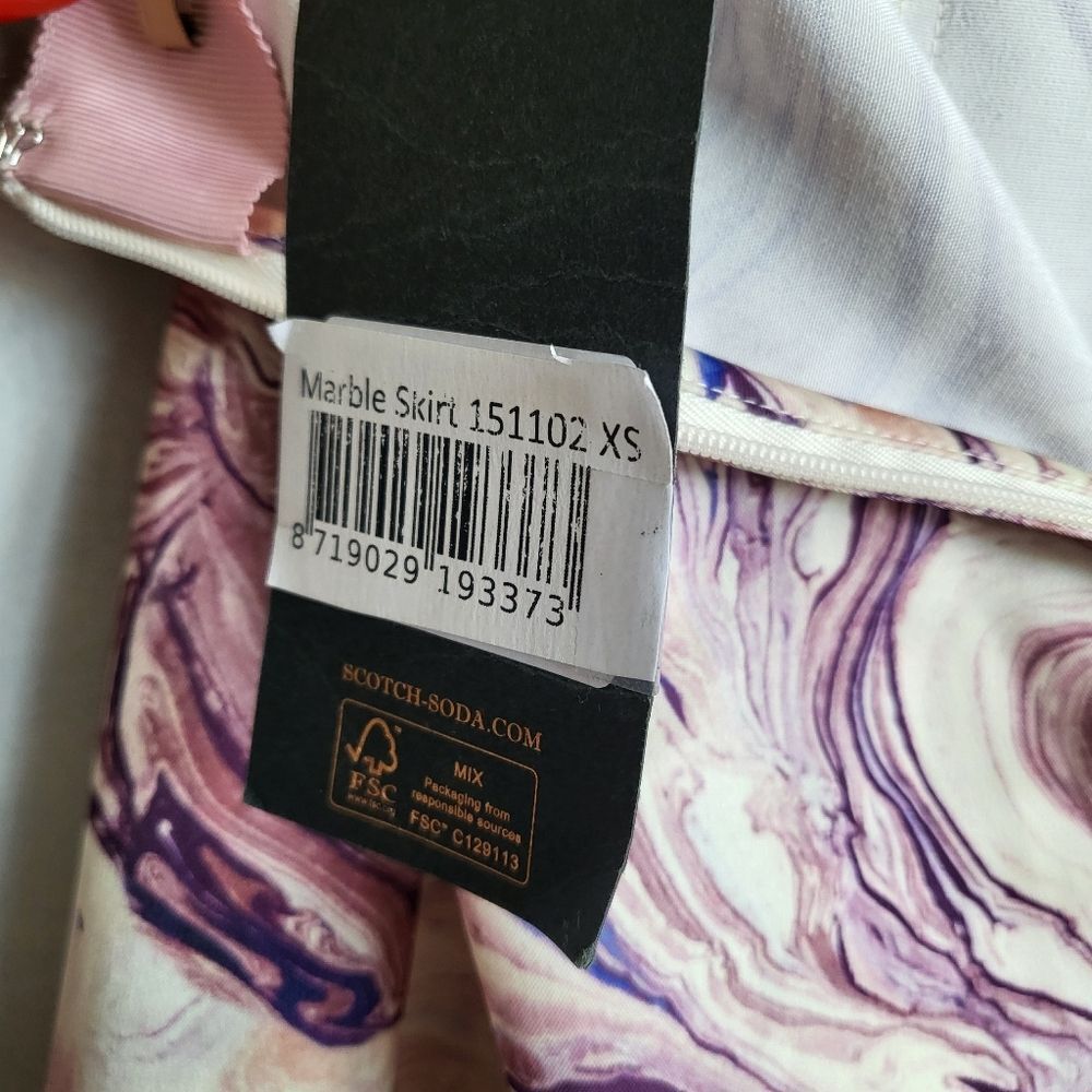 NWT SCOTCH & SODA Satin Feel Knotted Marble Midi Skirt Size XS - Picture 14 of 15